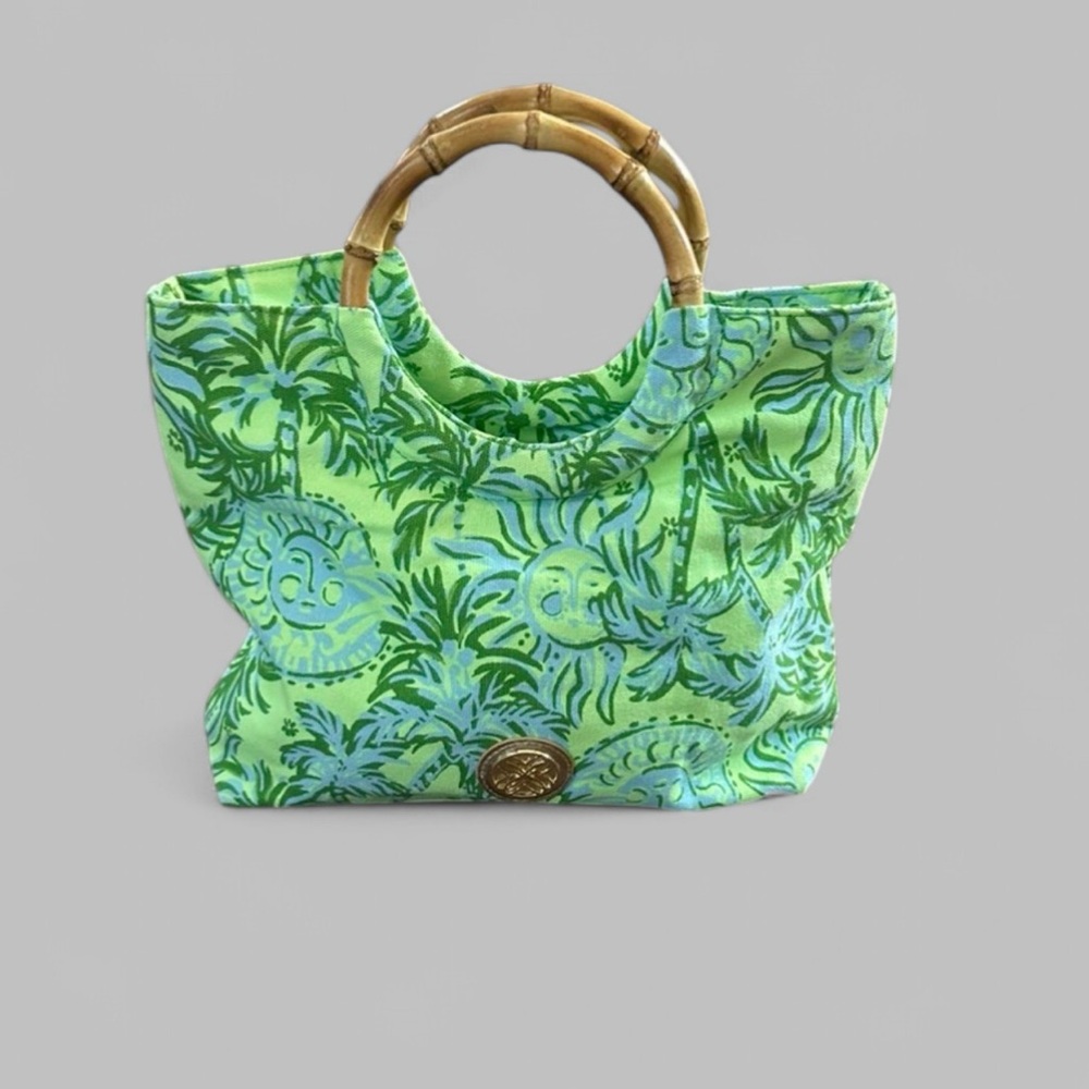 Lilly Pulitzer Bamboo handle bag Green-brand New - Picture 2 of 6